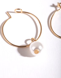 Gold 3mm Pearl Hoop Earrings - link has visual effect only