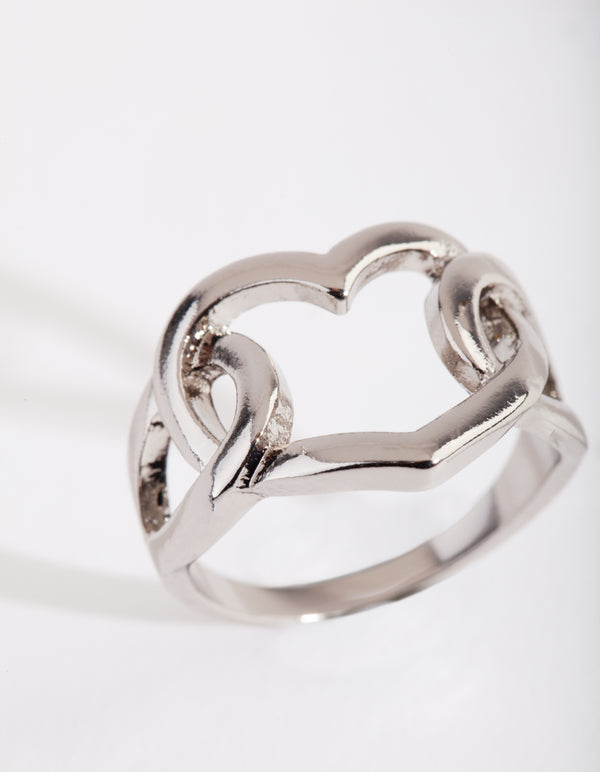 Silver Intertwined Heart Ring