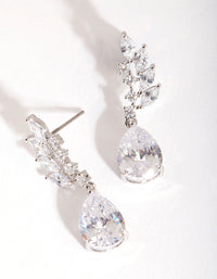 Silver Diamond Simulant Leaf Crawler Earrings - link has visual effect only