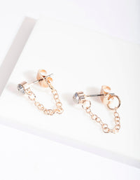 Rose Gold Crystal Chain Stud Earrings - link has visual effect only