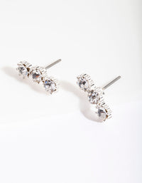 Silver 3 Crystal Crawler Stud Earrings - link has visual effect only