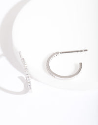 Silver Cubic Zirconia Open Hoop Earrings - link has visual effect only