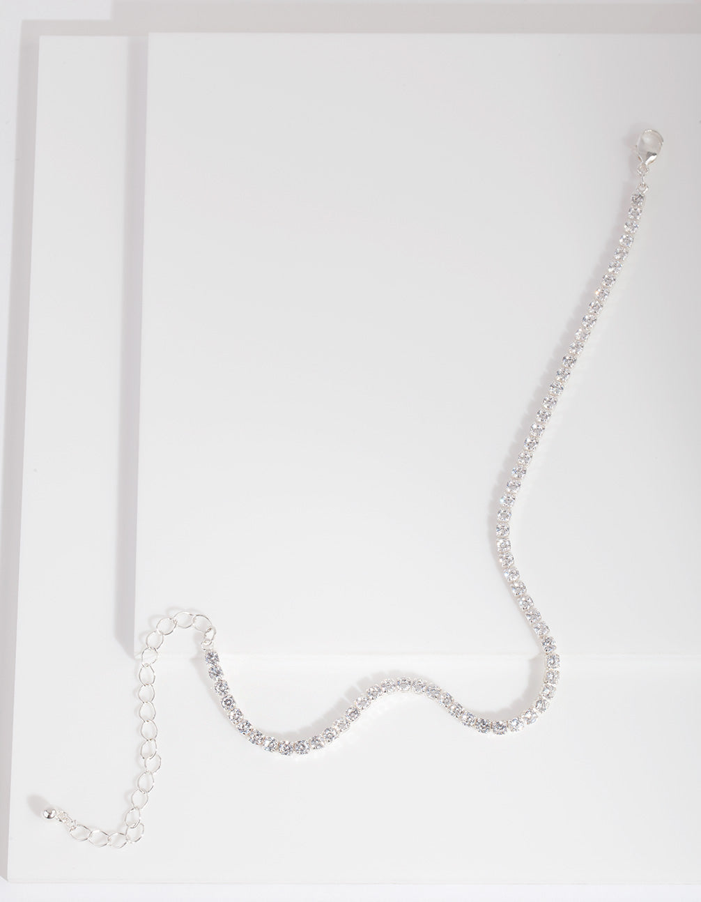 Silver Cubic Zirconia Cupchain Anklet
