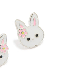 Silver Cute Bunny Stud Earrings - link has visual effect only