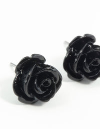 Black Rose Stud Earrings - link has visual effect only