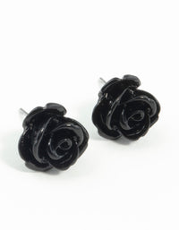 Black Rose Stud Earrings - link has visual effect only