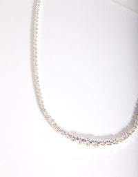 Silver Cubic Zirconia Graduating Diamante Tennis Necklace - link has visual effect only