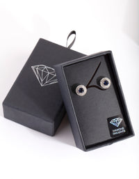 Silver Diamond Simulant  Blue Stud Earrings - link has visual effect only