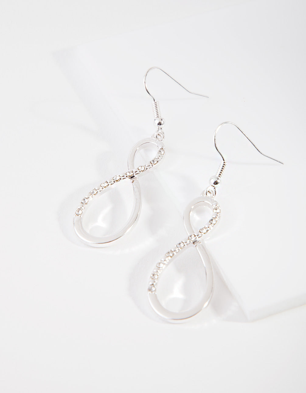 Silver Diamante Infinity Drop Earrings
