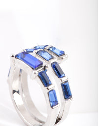 Silver Blue Gem Baguette Wrap Band Ring - link has visual effect only
