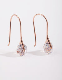 Rose Gold Plated Sterling Silver Sleek Cubic Zirconia Drop Earrings - link has visual effect only