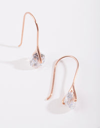 Rose Gold Plated Sterling Silver Sleek Cubic Zirconia Drop Earrings - link has visual effect only