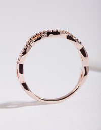 Rose Gold Cubic Zirconia Half Diamante Rope Ring - link has visual effect only
