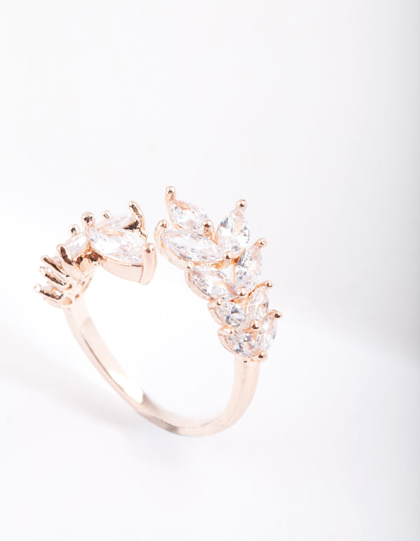 Rose Gold Cubic Zirconia Navette Wrap Ring