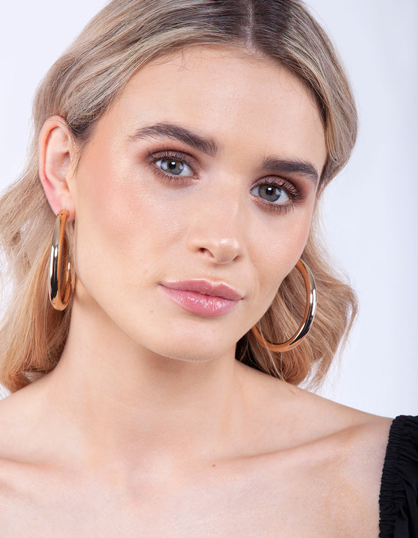 Gold Plated Large Open Hoop Earrings