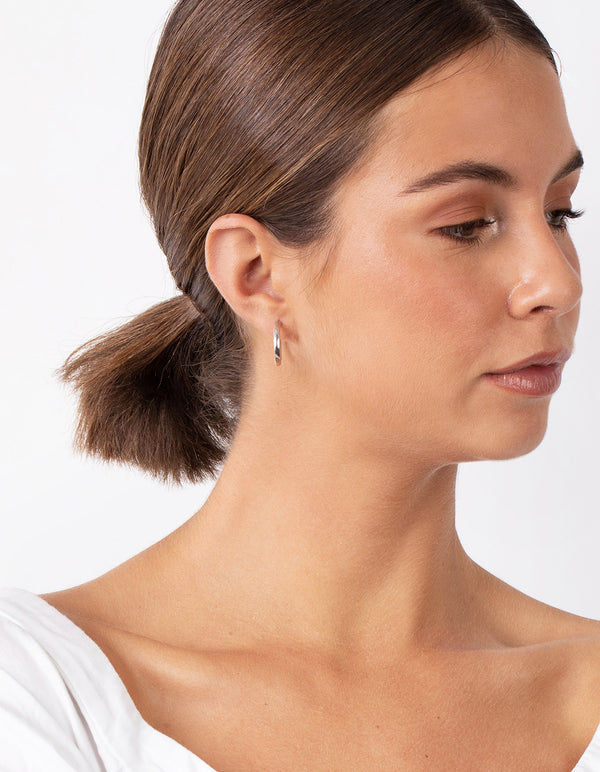 Sterling Silver Thick Open Hoop Earrings