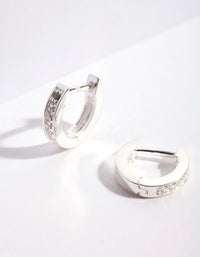Sterling Silver Cubic Zirconia Huggie Earrings - link has visual effect only