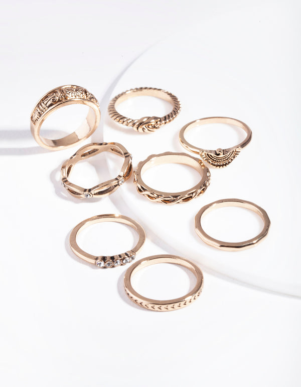 Antique Gold Symbol Ring 8-Pack