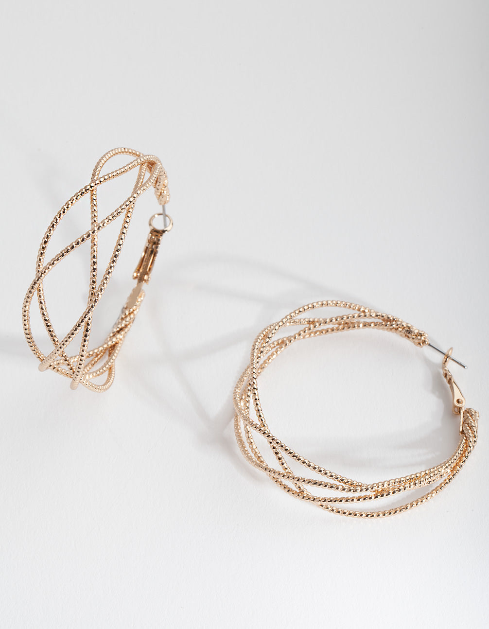Gold Crossover Multi Hoop Earrings