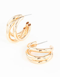 Gold Triple Polished Earrings - link has visual effect only
