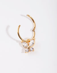 Gold Surgical Steel Cubic Zirconia Butterfly Clicker Earring - link has visual effect only