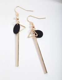 Gold Geometric Black Drop Earrings - link has visual effect only