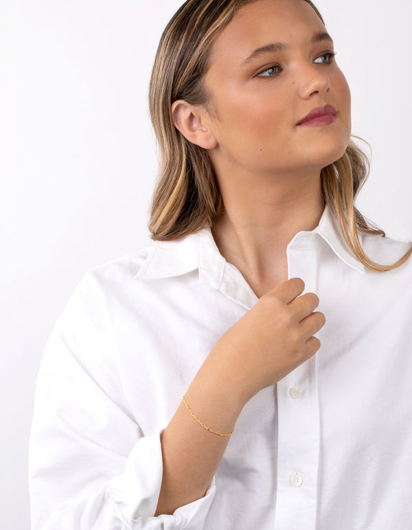 Gold Plated Sterling Silver Figaro Chain Bracelet Anklet