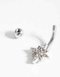 Silver Starburst Surgical Steel Belly Bar - link has visual effect only