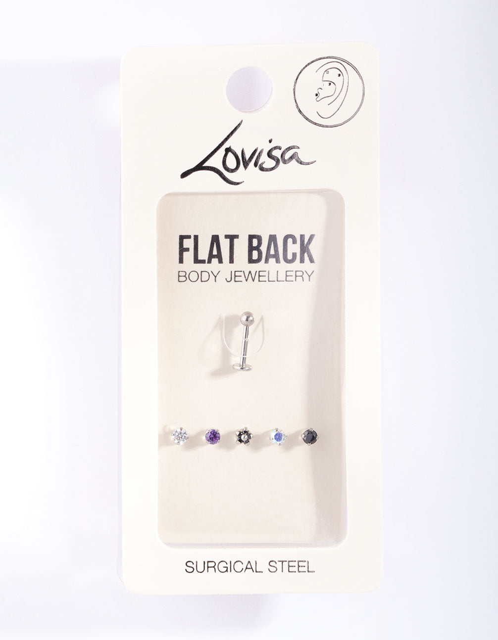 Surgical Steel Cubic Zirconia Flat Back 6-Pack