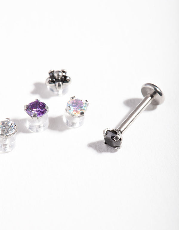 Surgical Steel Cubic Zirconia Flat Back 6-Pack