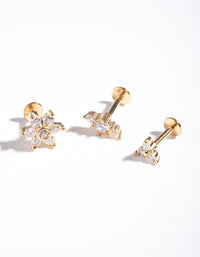 Gold Plated Surgical Steel Floral Flat Back Pack - link has visual effect only