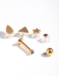 Gold Plated Surgical Steel Mixed Barbell Earrings - link has visual effect only