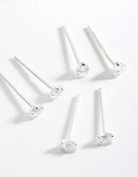 Sterling Silver Mini Cubic Zirconia Stud Earring Pack - link has visual effect only