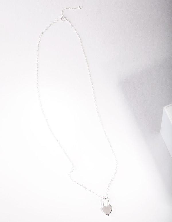 Sterling Silver Love Heart Lock Necklace