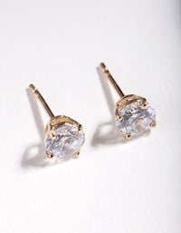 Gold Plated Sterling Silver Cubic Zirconia 1/2 Carat Stud Earrings - link has visual effect only