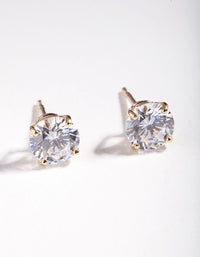 Gold Plated Sterling Silver 1 Carat Cubic Zirconia Stud Earrings - link has visual effect only