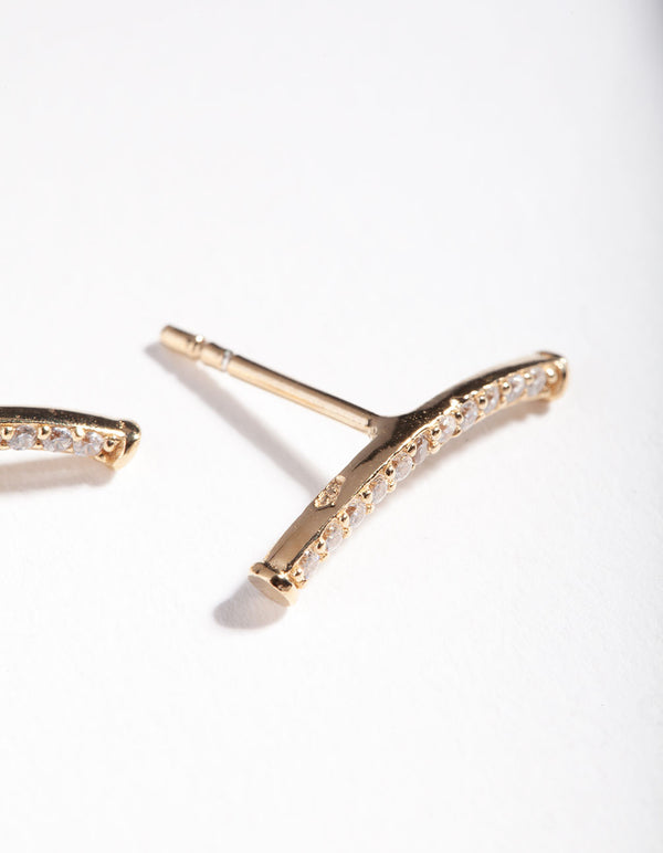 Gold Plated Sterling Silver Fine Cubic Zirconia Crawler Earrings