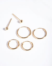 Gold Plated Sterling Silver Stud & Hoop Pack Earring - link has visual effect only