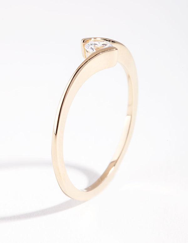 Gold Plated Sterling Silver Cubic Zirconia Twist Ring