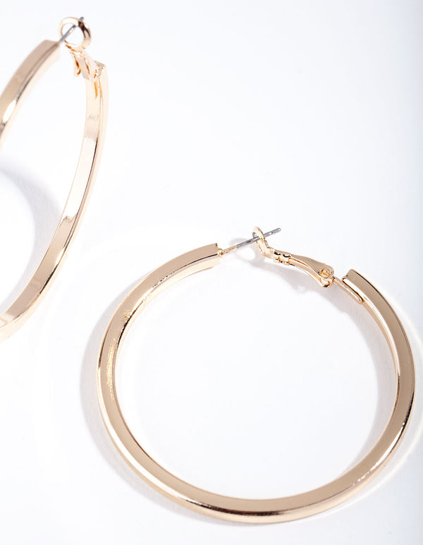 Gold Square Edge Hoop Earrings