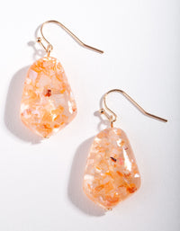 Gold Orange Speckled Drop Earrings - link has visual effect only