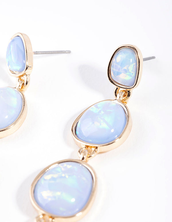 Gold Foil Stone Drop Earrings