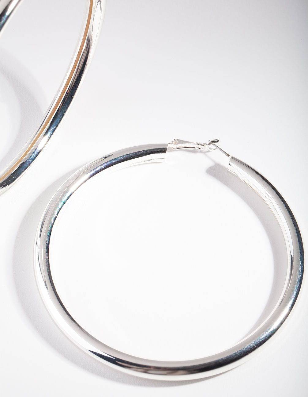 Silver Oversized Polished Hoop Earrings