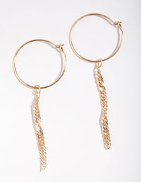 Gold Dainty Chain Drop Hoop Earrings - link has visual effect only
