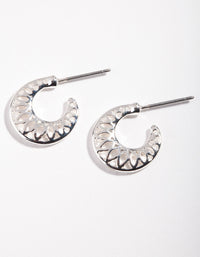 Silver Side Cut Out Micro Hoop Earrings - link has visual effect only