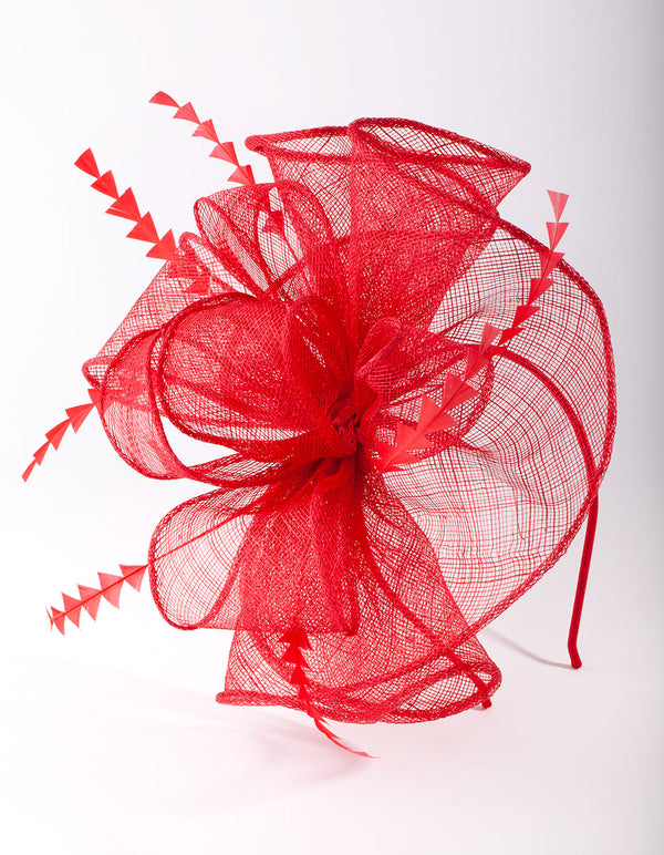 Red Triangle Feather Fascinator