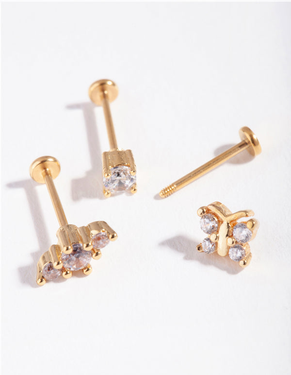 Gold Plated Surgical Steel Fine Butterfly Flat Back Pack