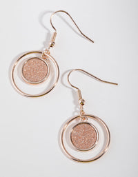 Rose Gold Glitter Disc Drop Earrings - link has visual effect only
