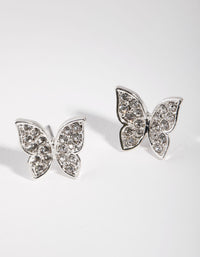 Silver Diamante Butterfly Stud Earrings - link has visual effect only