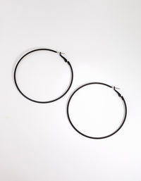 Matte Black Motor Fine Hoop Earrings - link has visual effect only